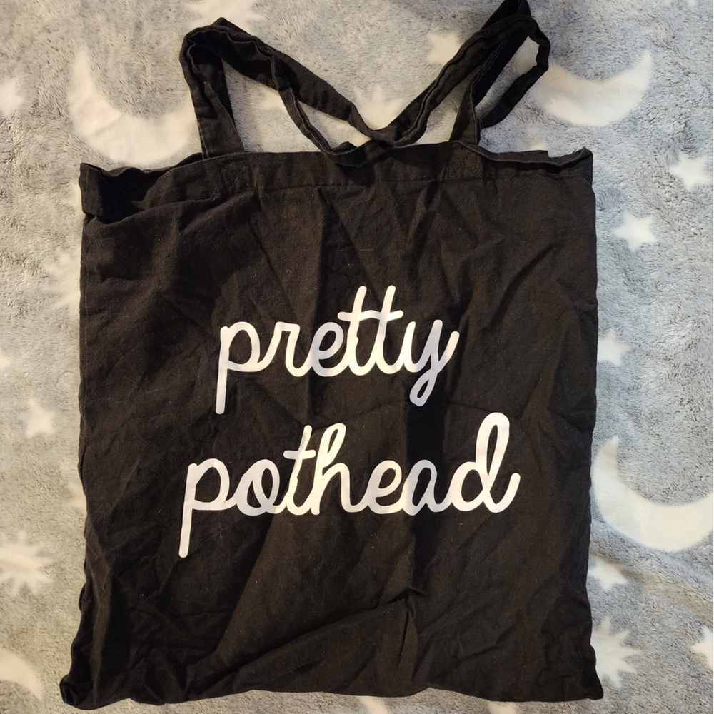 Black Pretty Pothead Canvas Tote Bag